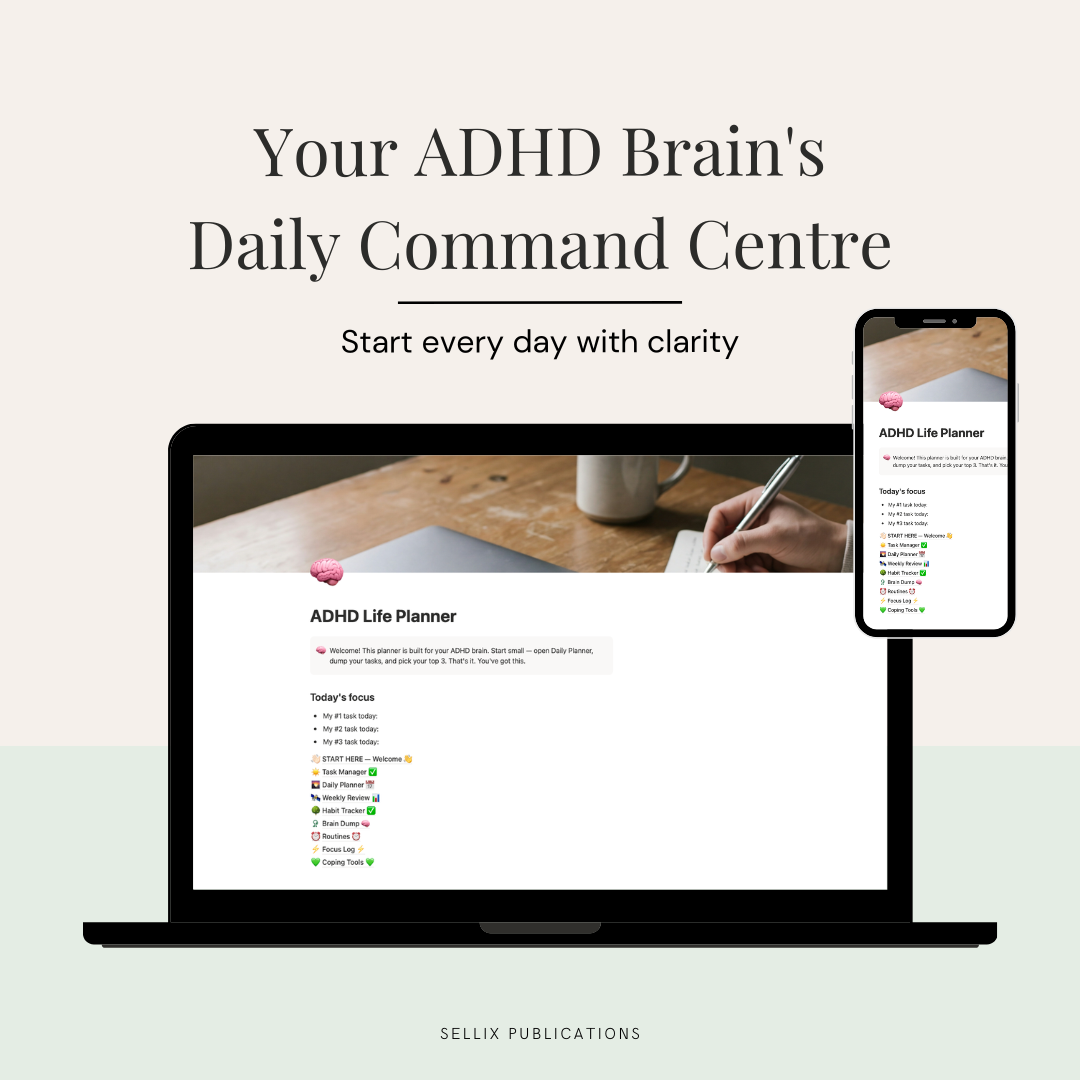 ADHD Life Planner & Notion Templates | Brain Dump, Time Blocking, Task Manager & Daily Planner for ADHD | Notion Life Planner for Adults & Students | Digital Productivity Tools by Sellix Publications