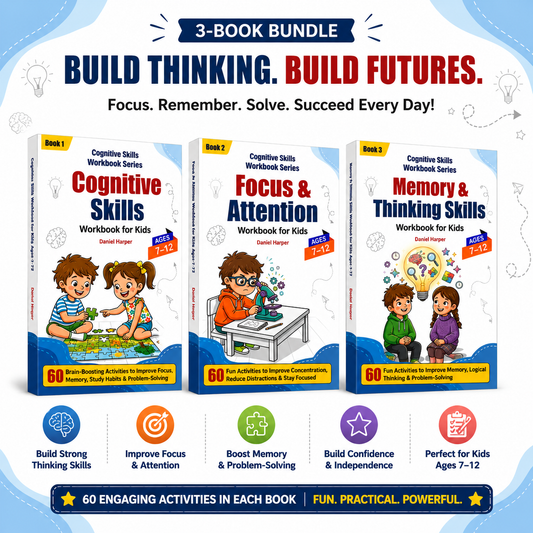 Cognitive Skills Workbook Series – Focus & Attention Bundle for Kids (3 Books) | PRE-ORDER