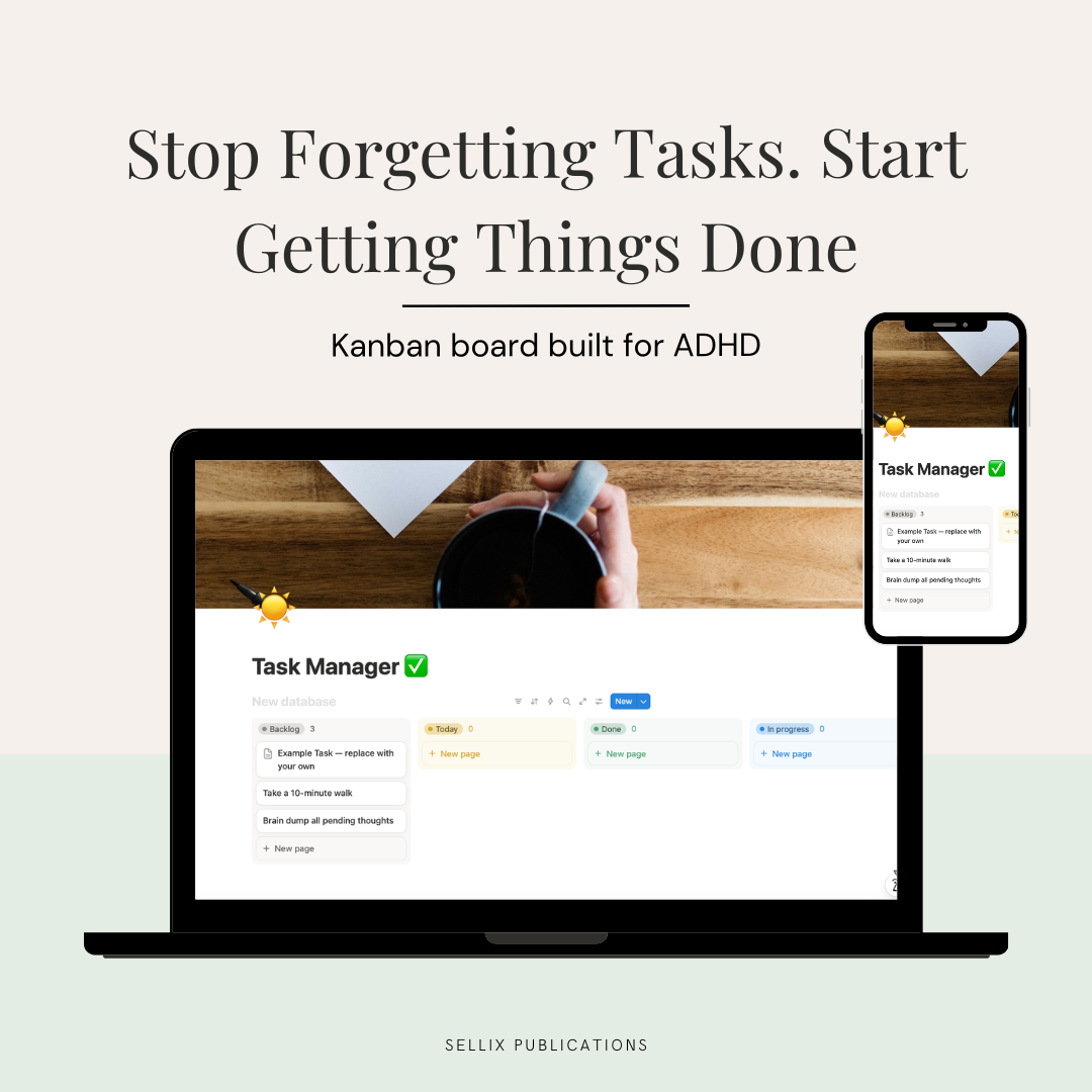 ADHD Life Planner & Notion Templates | Brain Dump, Time Blocking, Task Manager & Daily Planner for ADHD | Notion Life Planner for Adults & Students | Digital Productivity Tools by Sellix Publications
