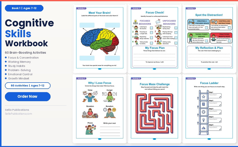 Cognitive Skills Workbook Series – Focus & Attention Bundle for Kids (3 Books)