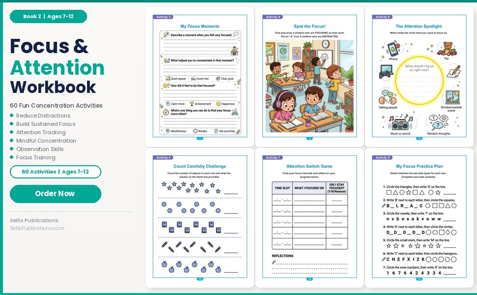 Cognitive Skills Workbook Series – Focus & Attention Bundle for Kids (3 Books)
