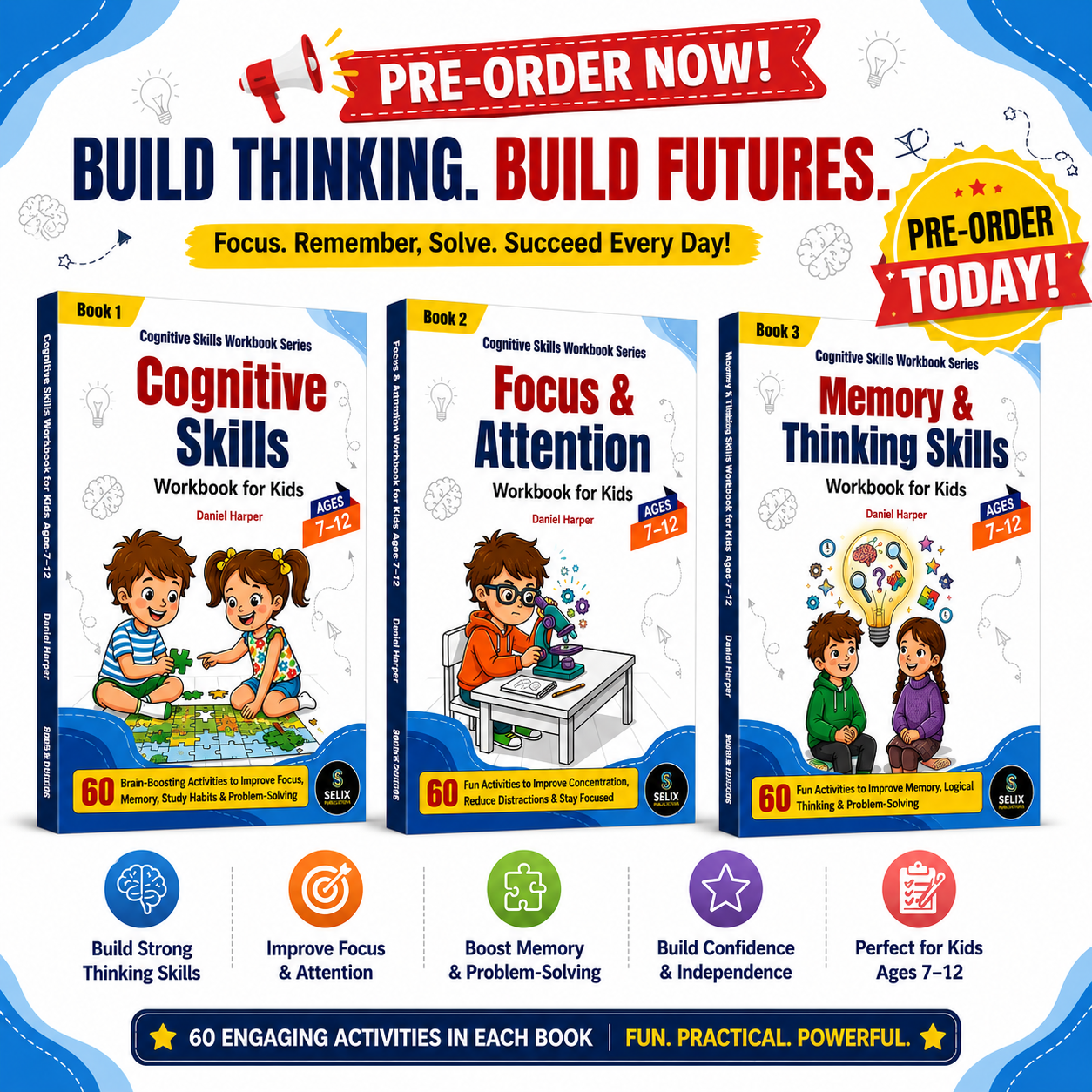 Cognitive Skills Workbook Series – Focus & Attention Bundle for Kids (3 Books) | PRE-ORDER