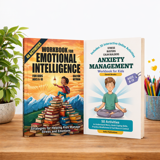 Set of Anxiety Management & Emotional Intelligence Workbooks - Includes Online Activities Access (Ages 8–12)